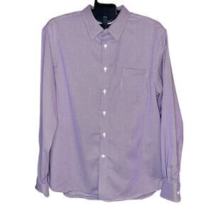 What’s Men’s XL Slim Fit Non-Iron Houndstooth Shirt Maroon Purple Retro Office